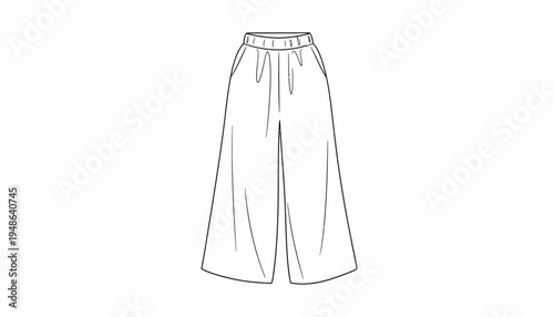 Fashion Illustration: Wide-Legged Cropped Pants with Pockets and Elastic Waistband