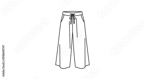 Fashion Illustration: Wide-leg Culottes with Drawstring Waist and Pockets