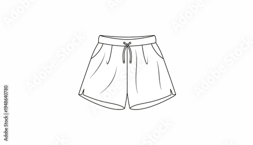 Fashion Sketch: Casual Drawstring Shorts with Pockets, Fashion Illustration