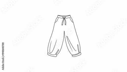 Fashion Sketch: Casual Jogger Pants with Drawstring Waist and Cuffed Ankles
