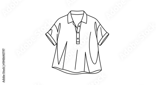 Fashion Sketch: Casual Short Sleeve Shirt with Rolled Cuffs and Collar