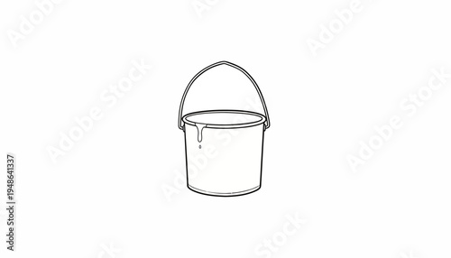 Dripping Paint Bucket Line Art Icon, Simple Vector Illustration