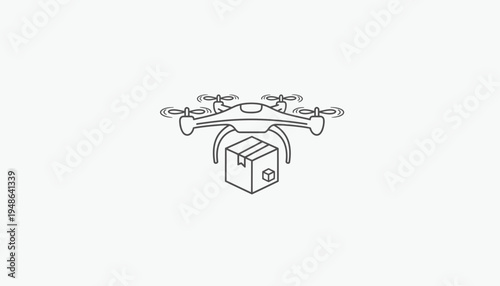 Drone delivering package, aerial delivery service, modern logistics, technology concept