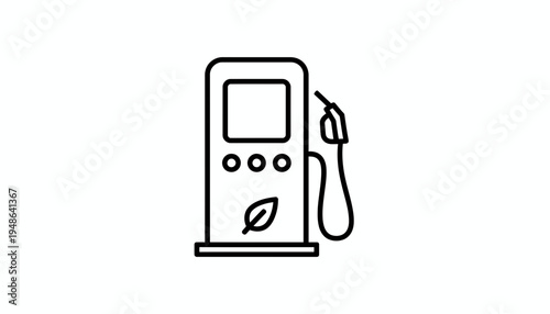 Eco-friendly Gas Pump Icon with Leaf Symbol for Green Energy and Sustainability