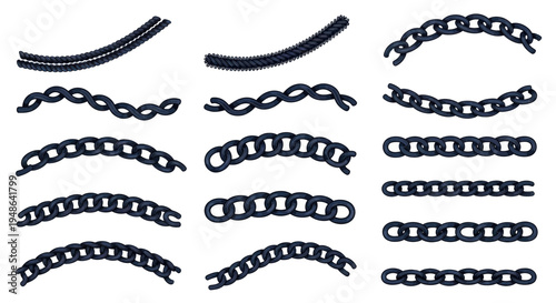 Collection of Metal Chains in Various Shapes and Sizes