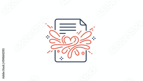 Creative Document with Heart Symbol, Love Letter, Romantic Story, Idea Generation