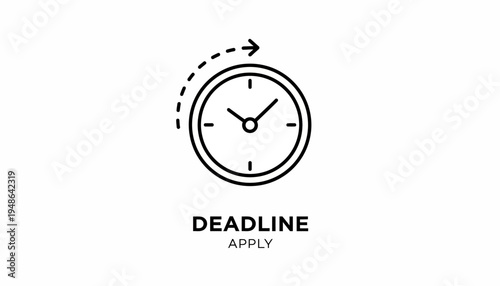 Deadline Apply Clock Icon with Arrow - Time Management Concept