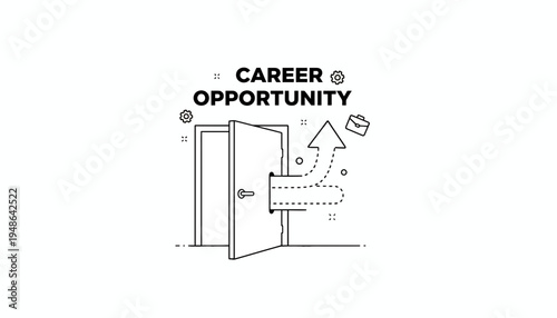 Career Opportunity: Open Door Symbolizing New Job Prospects and Professional Growth