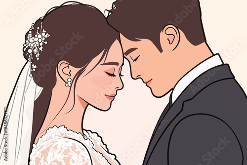 Couple enjoying a moment together during a wedding ceremony in a simple setting