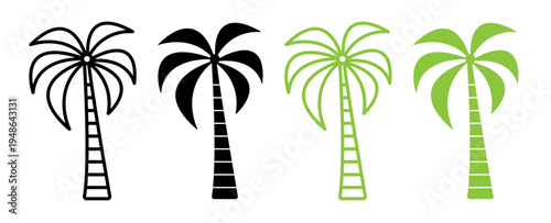 Palm tree icons pack. vector illustrations designs