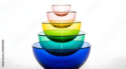 Colorful Stacked Glass Bowls - A Vibrant Display of Culinary and Decorative Elements.