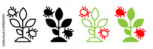 Pest plant icons pack. vector illustrations designs