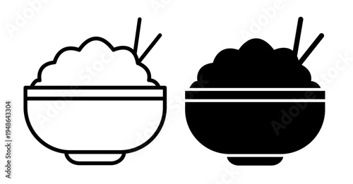 Rice bowl icons pack. vector illustrations designs