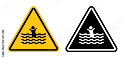 Risk of drowning warning signs pack. vector illustrations designs