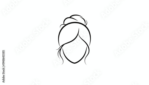 Minimalist Line Art of a Woman's Head with Elegant Updo Hairstyle