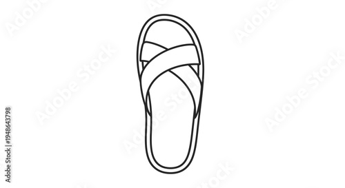 Minimalist Line Art Icon of a Single Criss-Cross Strap Sandal