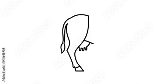 Minimalist Line Art of a Cow's Rear End with Udder and Tail