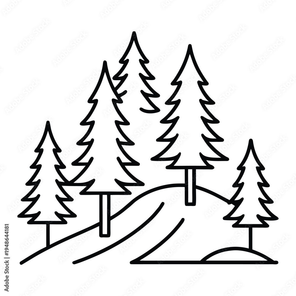Fototapeta premium Forest Landscape Pathway Monoline Vector Icon