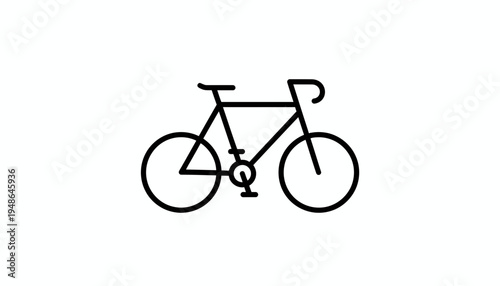 Minimalist Line Art Icon of a Bicycle on White Background