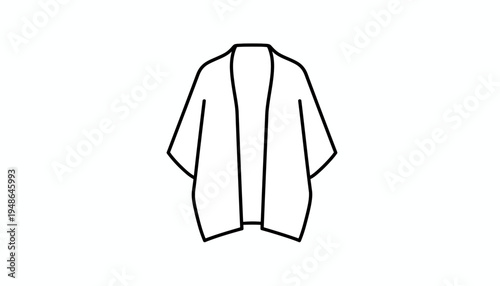 Minimalist Line Art Icon of a Kimono Jacket or Cardigan