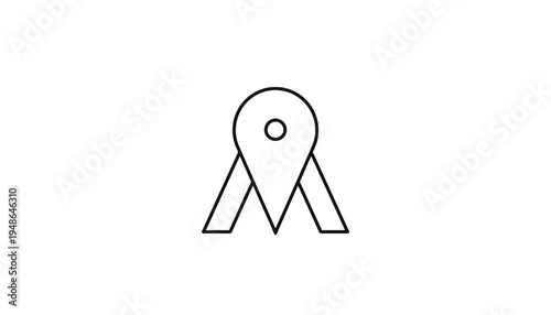 Minimalist geometric logo design with map pin and letter M shape