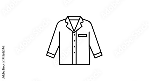 Minimalist Icon of a Pajama Shirt, Simple Line Art of Sleepwear