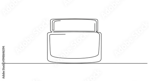 Minimalist Jar Line Art Icon, Simple Cream Container Outline, Beauty Product Graphic