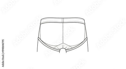 Men's Underwear Briefs Back View Line Drawing Fashion Design Sketch