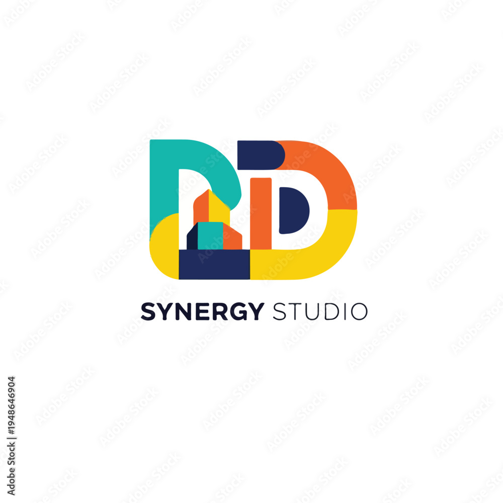 Obraz premium Colorful logo of stylized initials, abstract, in multiple bright colors