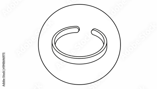 Minimalist Cuff Bracelet Icon, Simple Jewelry Outline, Fashion Accessory Symbol