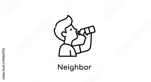 Man drinking water from bottle, healthy lifestyle, hydration icon, neighbor concept