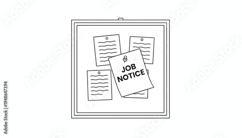 Job Notice Pinned on Bulletin Board - Hiring Announcement, Employment Opportunity