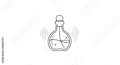 Magic Potion Bottle with Bubbles and Sparkles