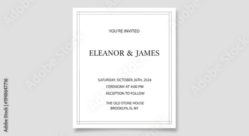 Elegant Wedding Invitation for Eleanor and James.