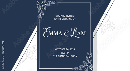 Elegant Wedding Invitation for Emma and Liam.