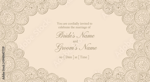 Elegant Wedding Invitation Template with Bride and Groom Names.
