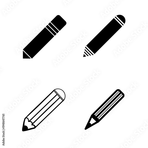 Pencil Icon Sheet: Minimalist Vector Illustrations for Design, Writing, and Education