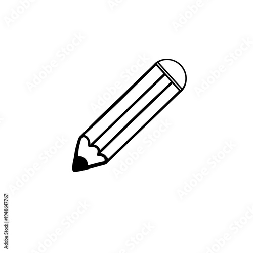 Minimalist Pencil Line Art Illustration - Back to School Stationery Icon