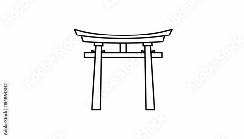 Japanese Torii Gate Icon Outline Simple Minimalist Vector Illustration