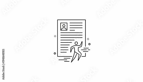 Job Application Icon: Running Person Applying for a Job on Resume Document