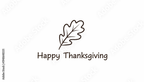 Happy Thanksgiving Text with Oak Leaf Illustration