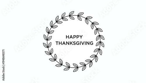 Happy Thanksgiving Wreath Greeting Card - Autumn Leaves Circle Border