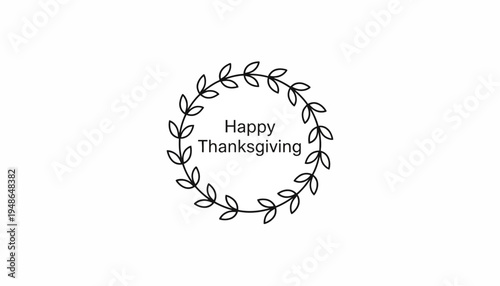 Happy Thanksgiving Wreath with Leaves and Text