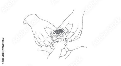 Healthcare professional checks infant's oxygen saturation with pulse oximeter on tiny foot