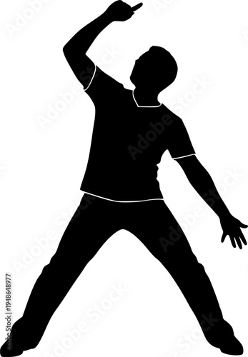 Vector silhouette of a man disco dancing.
