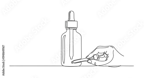 Hand with Tweezers Applying Dropper to Essential Oil Bottle