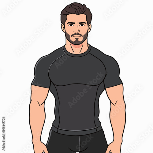 Fitness enthusiast stands confidently in workout gear ready for exercise at the gym