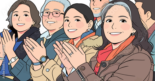 People clapping and smiling in an event or gathering during the day