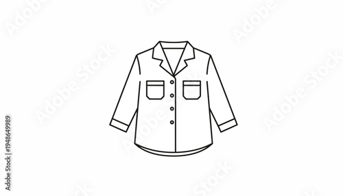 Fashionable Pajama Shirt Icon: Minimalist Line Art of Sleepwear Top