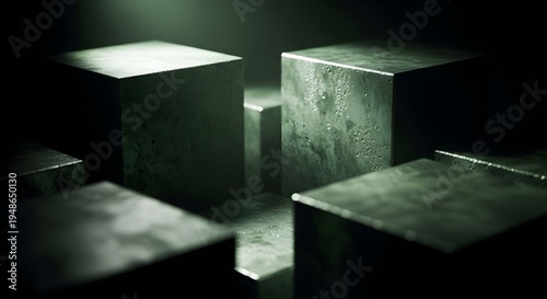 Abstract Geometric Cubes with Dramatic Lighting